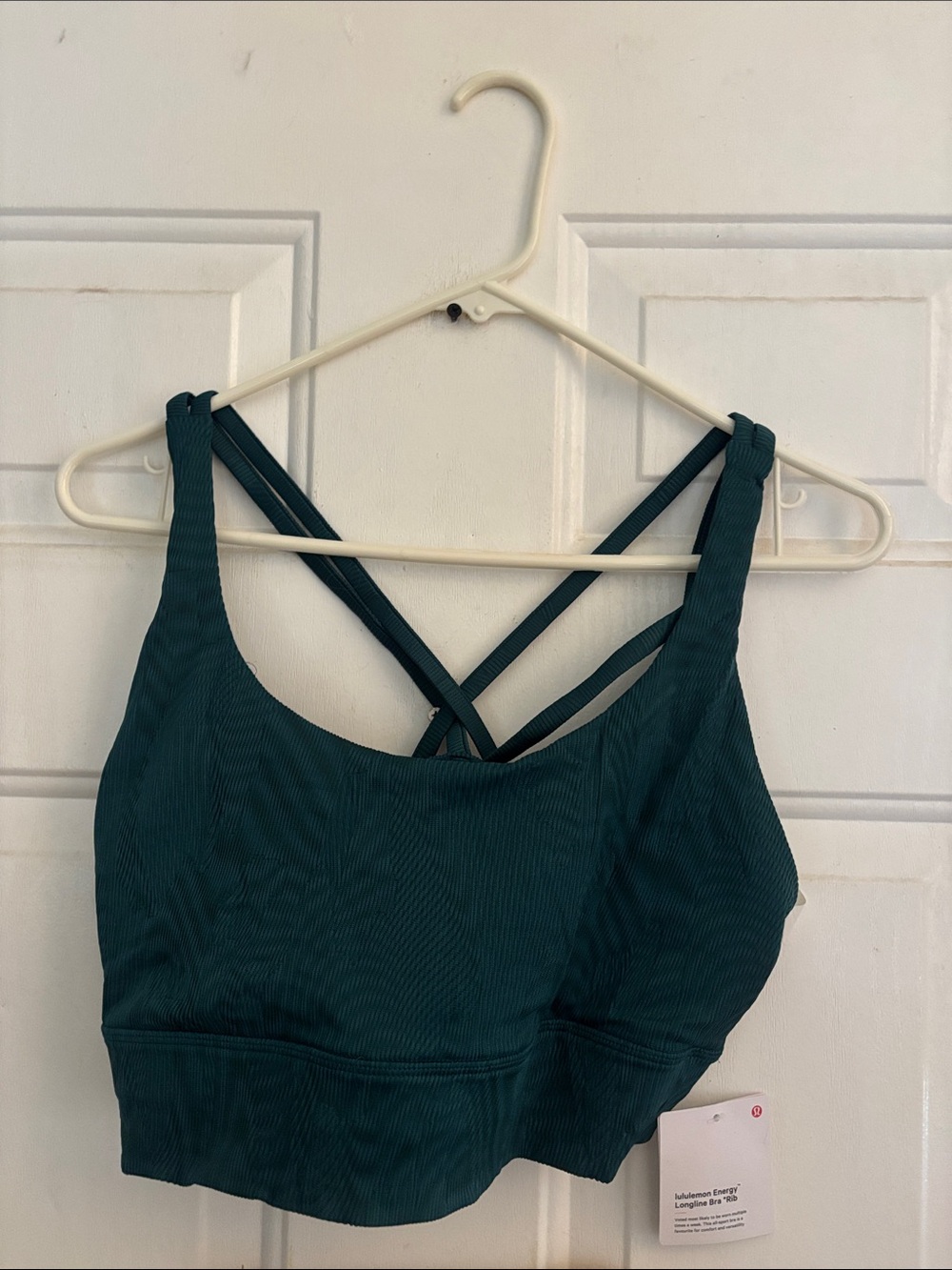 Lululemon Energy Bra Long Line *Ribbed, Storm Teal, Size 14
